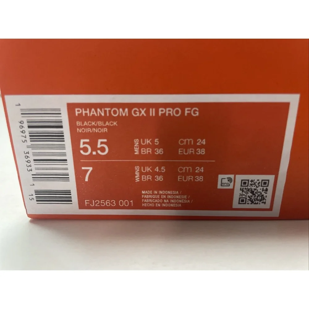 Nike Phantom GX‎ II 2 Pro ACC FG Black Soccer Cleats FJ2563-001 Mens Size 5.5